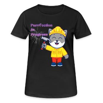 Chat travailleur en combinaison de construction - T-shirt respirant Femme - noir - Devant - AI Model Female 172 light (172cm)