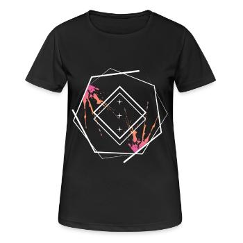 Néon en cadre géométrique en losange - T-shirt respirant Femme - noir - Devant - AI Model Female 172 light (172cm)