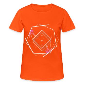 Geometrische Diamantenrahmen Neon - Frauen T-Shirt atmungsaktiv - Neonorange - Vorne - AI Model Female 172 dark (172cm)