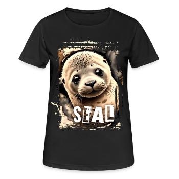Phoque bébé phoque - T-shirt respirant Femme - noir - Devant - AI Model Female 172 light (172cm)