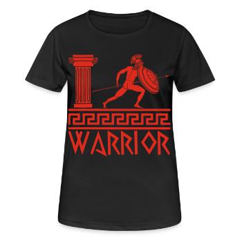 Roter antiker griechischer Krieger - Frauen T-Shirt atmungsaktiv - Schwarz - Vorne - AI Model Female 172 light (172cm)