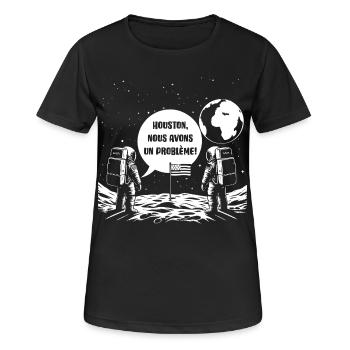 Houston, Nous avons un problème! - T-shirt respirant Femme - noir - Devant - AI Model Female 172 light (172cm)