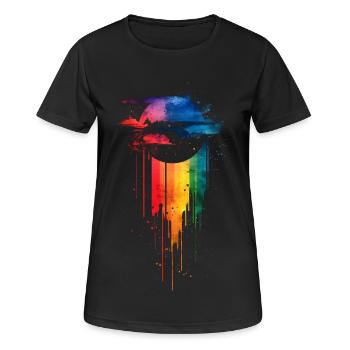 Subtil et cool Dripping Pride drapeau arc en ciel Design - T-shirt respirant Femme - noir - Devant - AI Model Female 172 light (172cm)
