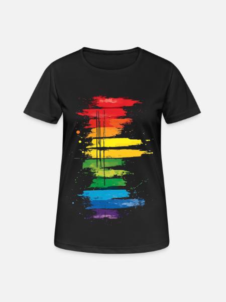 Dezentes und cooles Regenbogen-Design mit tropfender Pride-Flagge - Frauen T-Shirt atmungsaktiv - Schwarz