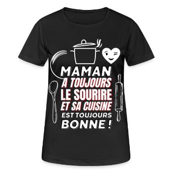 Maman a toujours le sourire, sa cuisine est bonne - T-shirt respirant Femme - noir - Devant - AI Model Female 172 light (172cm)
