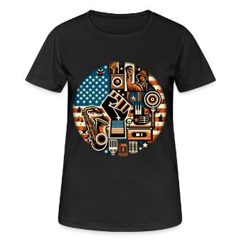Black Music Power Faust Musik Retro - Frauen T-Shirt atmungsaktiv - Schwarz - Vorne - AI Model Female 172 light (172cm)