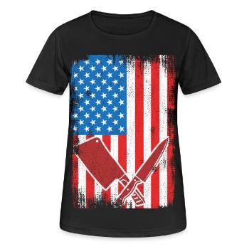 US Flagge Schlachter - Frauen T-Shirt atmungsaktiv - Schwarz - Vorne - AI Model Female 172 light (172cm)