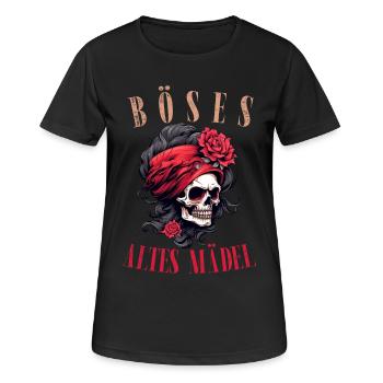 Méchant vieille fille tête de mort Roses tête de mort Bandana - T-shirt respirant Femme - noir - Devant - AI Model Female 172 light (172cm)