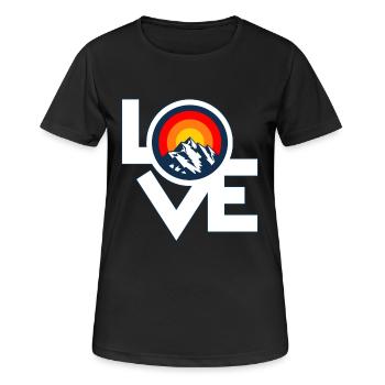 Ich Liebe Berge – I Love Mountains Retro Design - Frauen T-Shirt atmungsaktiv - Schwarz - Vorne - AI Model Female 172 light (172cm)