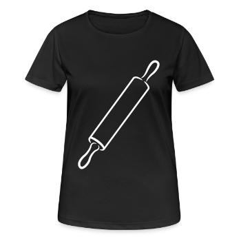 Nudelholz Zeichnung - Frauen T-Shirt atmungsaktiv - Schwarz - Vorne - AI Model Female 172 light (172cm)