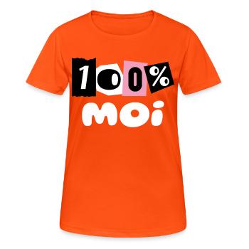 100% MOI - T-shirt respirant Femme - orange néon - Devant - AI Model Female 172 dark (172cm)