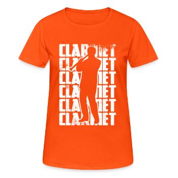 Lustiger Klarinettist - Frauen T-Shirt atmungsaktiv - Neonorange - Vorne - AI Model Female 172 dark (172cm)