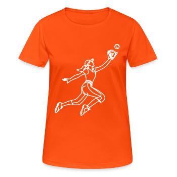 Baseballerin Zeichnung - Frauen T-Shirt atmungsaktiv - Neonorange - Vorne - AI Model Female 172 dark (172cm)