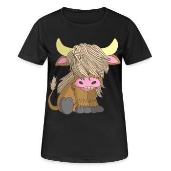 Vache à poil long - T-shirt respirant Femme - noir - Devant - AI Model Female 172 light (172cm)