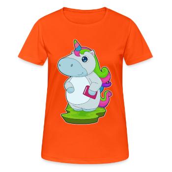 Unicorn Book - Women's Breathable T-Shirt - neon orange - Front - AI Model Female 172 dark (172cm)