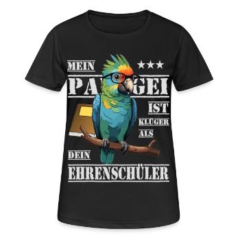 Mein Papagei ist Klüger... - Frauen T-Shirt atmungsaktiv - Schwarz - Vorne - AI Model Female 172 light (172cm)