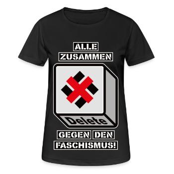 ALLE ZUSAMMEN GEGEN DEN FASCHISMUS - Frauen T-Shirt atmungsaktiv - Schwarz - Vorne - AI Model Female 172 light (172cm)