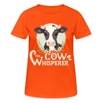 Cow Whisperer - Cow Whisperer Farm Country Living - Women's Breathable T-Shirt - neon orange - Front - AI Model Female 172 dark (172cm)