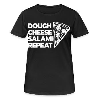 Teig Käse Salami Nochmal - Frauen T-Shirt atmungsaktiv - Schwarz - Vorne - AI Model Female 172 light (172cm)