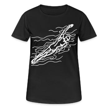 Croquis de nageur de compétition - T-shirt respirant Femme - noir - Devant - AI Model Female 172 light (172cm)