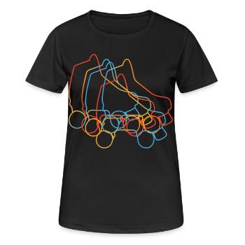 Retro Rollschuhe - Frauen T-Shirt atmungsaktiv - Schwarz - Vorne - AI Model Female 172 light (172cm)