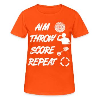 aiming, throwing, pointing, repeating - Women's Breathable T-Shirt - neon orange - Front - AI Model Female 172 dark (172cm)