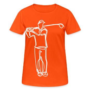 Golfer Skizze - Frauen T-Shirt atmungsaktiv - Neonorange - Vorne - AI Model Female 172 dark (172cm)