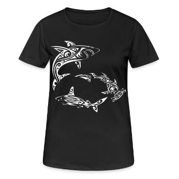 White Polynesian Sharks - Women's Breathable T-Shirt - black - Front - AI Model Female 172 light (172cm)