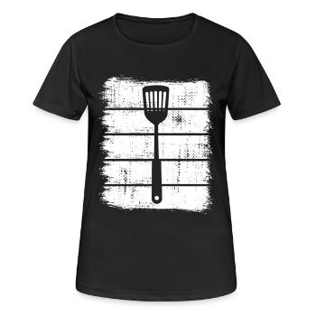 Croquis de cuillère en bois - T-shirt respirant Femme - noir - Devant - AI Model Female 172 light (172cm)