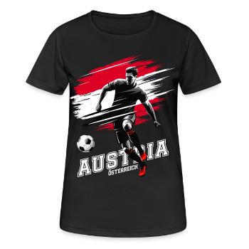 Fußball Österreich Austria Flagge Fahne Spieler - Frauen T-Shirt atmungsaktiv - Schwarz - Vorne - AI Model Female 172 light (172cm)