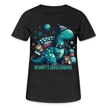 Mommy’s Cuddlesaurus Kuschel-Dinosaurier Geschenk - Frauen T-Shirt atmungsaktiv - Schwarz - Vorne - AI Model Female 172 light (172cm)