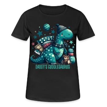Daddy’s Cuddlesaurus Kuschel-Dinosaurier Geschenk - Frauen T-Shirt atmungsaktiv - Schwarz - Vorne - AI Model Female 172 light (172cm)