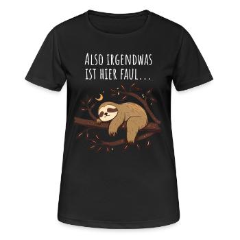 Il y a quelque chose de louche ici | Cadeau de paresseux - T-shirt respirant Femme - noir - Devant - AI Model Female 172 light (172cm)