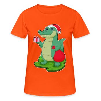 Forfait Noël Crocodile - T-shirt respirant Femme - orange néon - Devant - AI Model Female 172 dark (172cm)