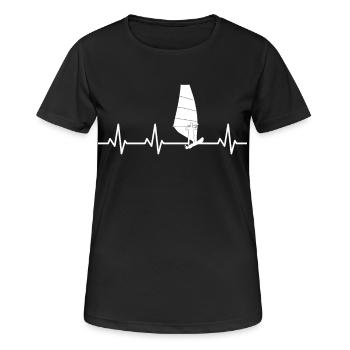 Windsurfing Heartbeat - Women's Breathable T-Shirt - black - Front - AI Model Female 172 light (172cm)