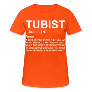 Explication du terme tubiste - T-shirt respirant Femme - orange néon - Devant - AI Model Female 172 dark (172cm)