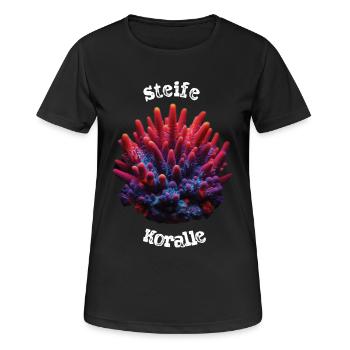 Koralle - Frauen T-Shirt atmungsaktiv - Schwarz - Vorne - AI Model Female 172 light (172cm)