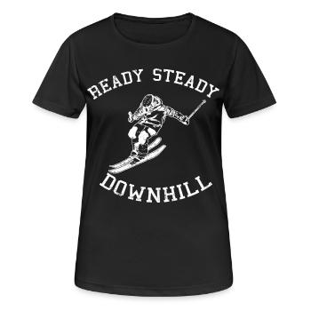 Ready Steady Downhill - Frauen T-Shirt atmungsaktiv - Schwarz - Vorne - AI Model Female 172 light (172cm)