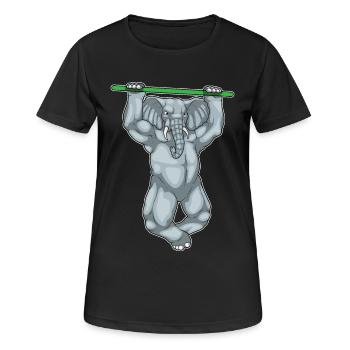 Elephant Bodybuilder Pull-Ups Bodybuilding - Women's Breathable T-Shirt - black - Front - AI Model Female 172 light (172cm)