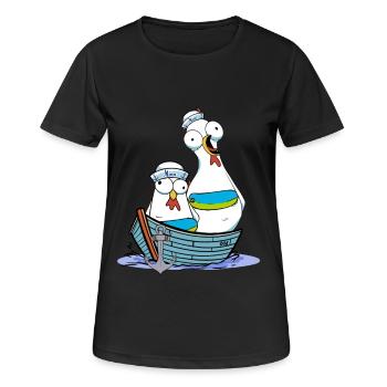 Huhn Matrose Seemann maritim Anker Ahoi Reise - Frauen T-Shirt atmungsaktiv - Schwarz - Vorne - AI Model Female 172 light (172cm)