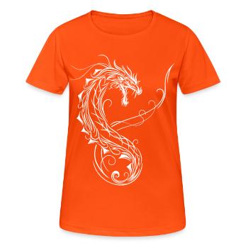 Drache Fantasy Feuerdrache - Frauen T-Shirt atmungsaktiv - Neonorange - Vorne - AI Model Female 172 dark (172cm)
