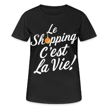 Le shopping c'est la vie humour anniversaire - T-shirt respirant Femme - noir - Devant - AI Model Female 172 light (172cm)