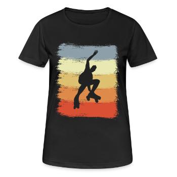 Vintage Rollschuhläufer - Frauen T-Shirt atmungsaktiv - Schwarz - Vorne - AI Model Female 172 light (172cm)