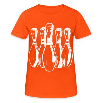 Cartoon Bowling Pins - Frauen T-Shirt atmungsaktiv - Neonorange - Vorne - AI Model Female 172 dark (172cm)