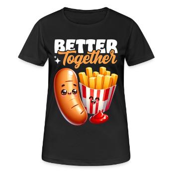 Better Together – Bratwurst Fries Snack - Women's Breathable T-Shirt - black - Front - AI Model Female 172 light (172cm)
