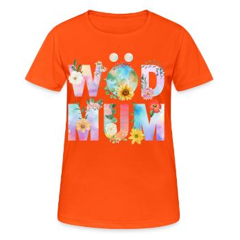 Wöd Mum - Maman du monde, Meilleure maman, Fête des mères - T-shirt respirant Femme - orange néon - Devant - AI Model Female 172 dark (172cm)