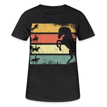 Reitsport - Frauen T-Shirt atmungsaktiv - Schwarz - Vorne - AI Model Female 172 light (172cm)