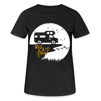 Vanlife & Camper Lifestyle Design - Women's Breathable T-Shirt - black - Front - AI Model Female 172 light (172cm)