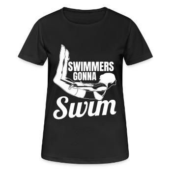 Weibliches Schwimmteam - Frauen T-Shirt atmungsaktiv - Schwarz - Vorne - AI Model Female 172 light (172cm)
