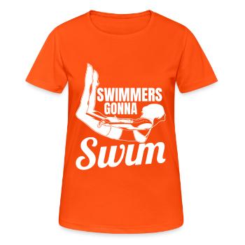 Weibliches Schwimmteam - Frauen T-Shirt atmungsaktiv - Neonorange - Vorne - AI Model Female 172 dark (172cm)
